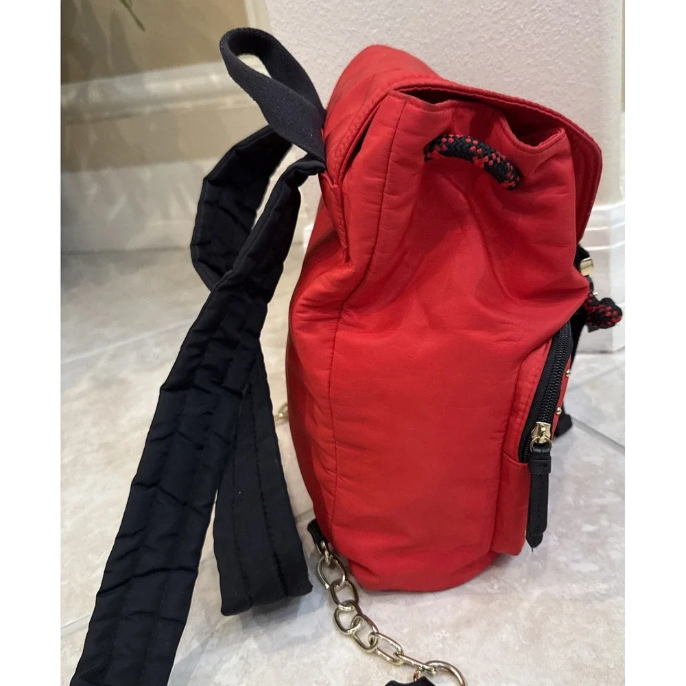 Victorias Secret BACKPACK - RED W/GOLD STUDS - Drawstring Close‎ Buckle Pockets